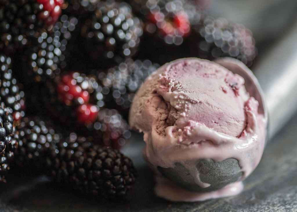 Scoop of blackberry ice cream
