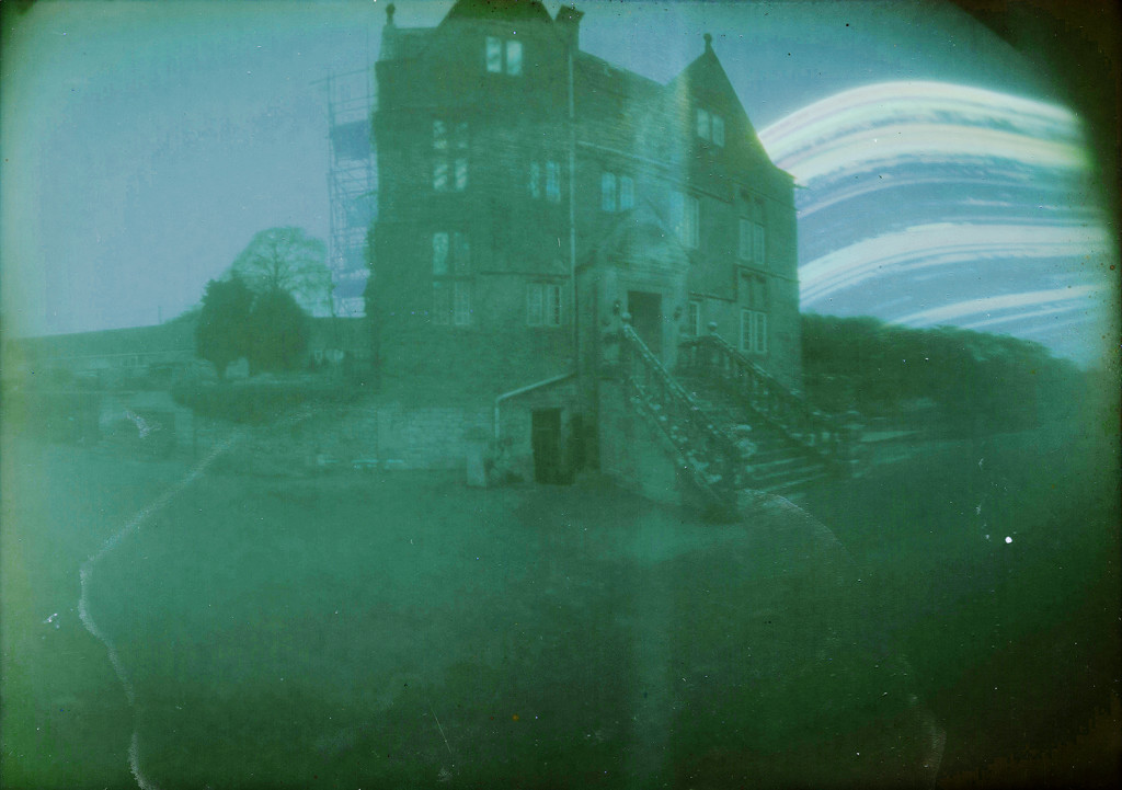 Ghost of scaffolding captured in 6 month pinhole camera exposur