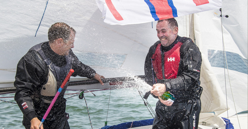 Celebrations at the finish line Hafren Round Britain