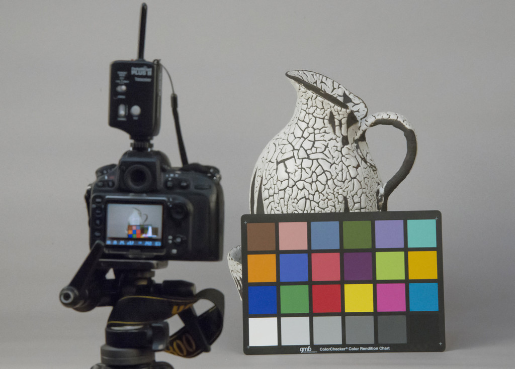 Taking test shot of GretagMacbeth Colorchecker to standardise colour before shoot