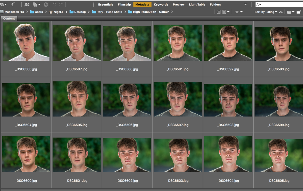 headshot contact sheet