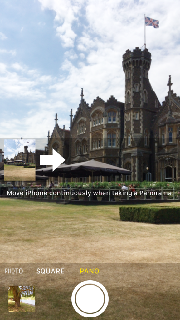iPhone pano display showing how to use the feature