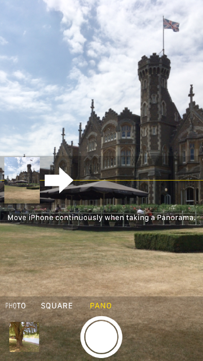 Guidance arrow, Pano option of iOS Camera app