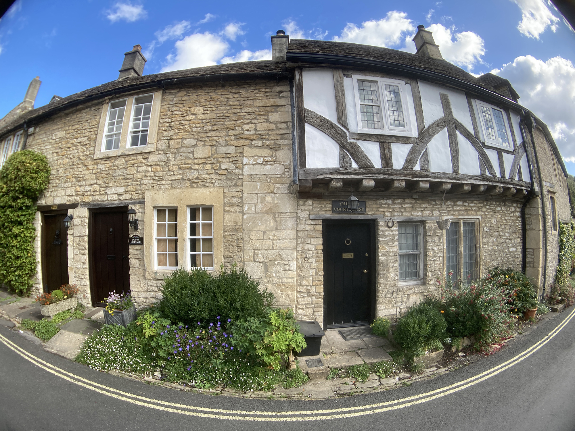 Cottages in Castle Combe, Wiltshire taken with O series Moment 170 Superfish lens