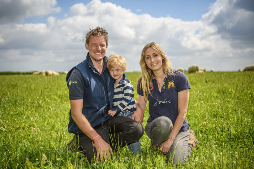 Young family of sheep farmers in Dorset