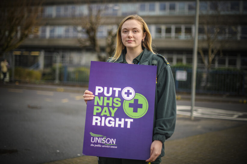 Striking ambulance worker in Bristol